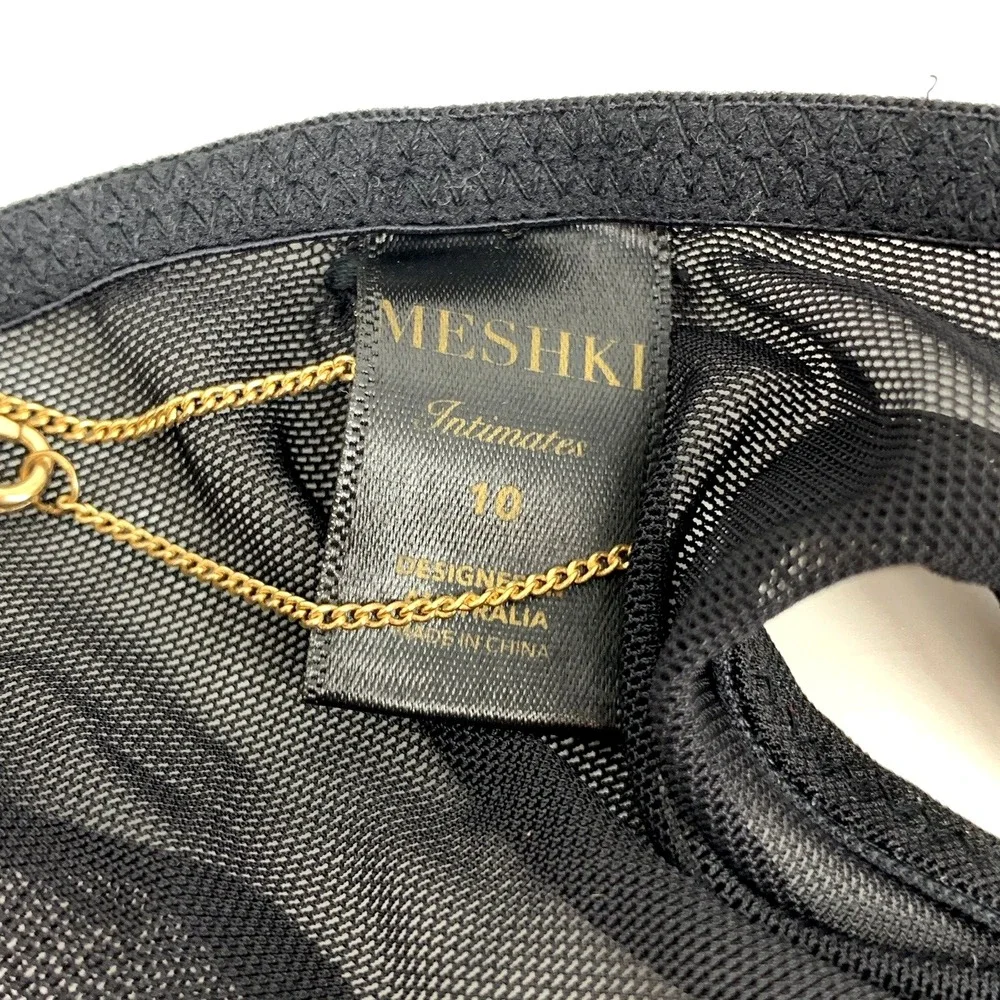 NWT MESHKI ALISON Satin Buckle Brazilian Briefs‎ Black size 10 New Bottoms Only - Picture 9 of 13